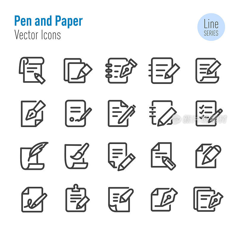Pen and Paper Icons - Vector Line Series